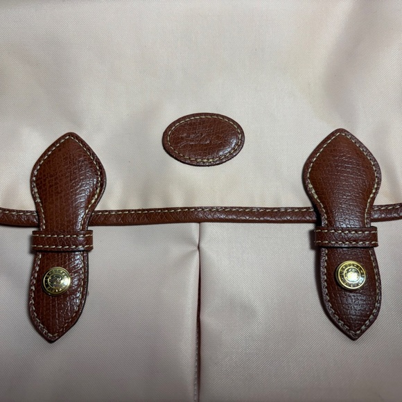 Longchamp Nylon Portfolio Salmon/Brown messenger adjustable Crossbody Bag - Picture 3 of 10